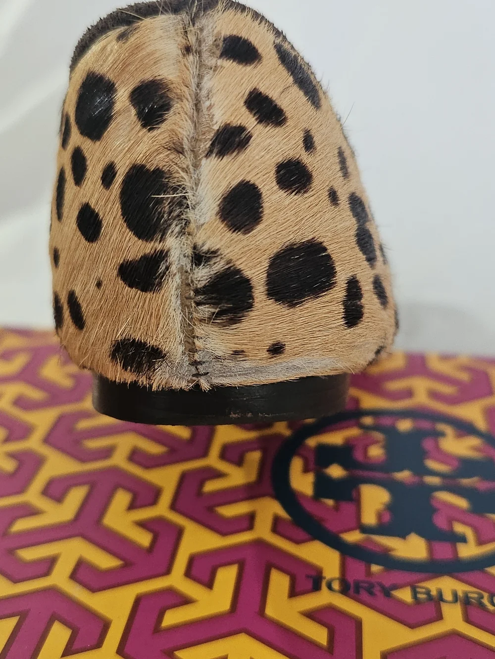 Tory Burch, Cheetah Print, Calf Hair Studded Flats - Size 6M